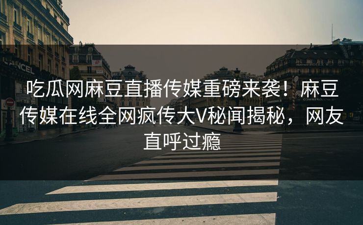 吃瓜网麻豆直播传媒重磅来袭！麻豆传媒在线全网疯传大V秘闻揭秘，网友直呼过瘾